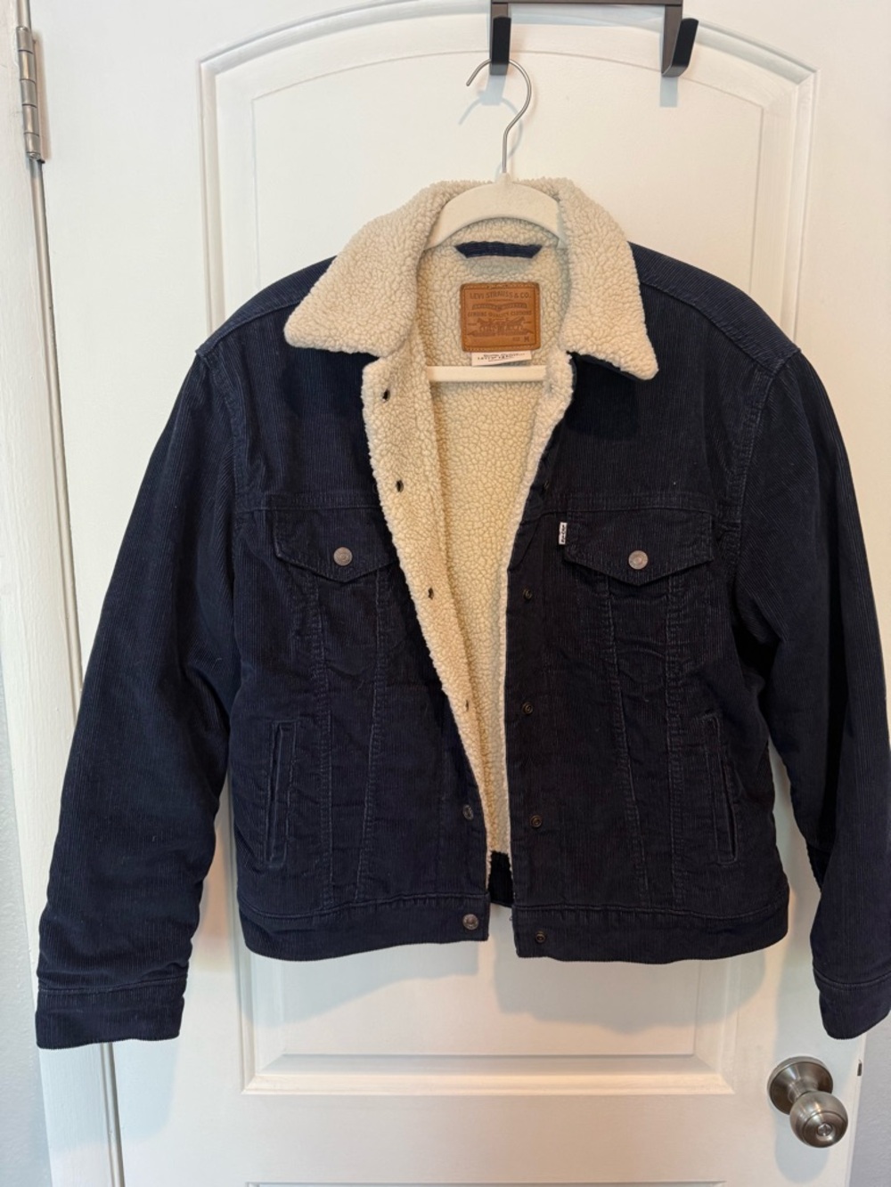 Levi's Sherpa-Lined Corduroy Jacket in Navy and Cream